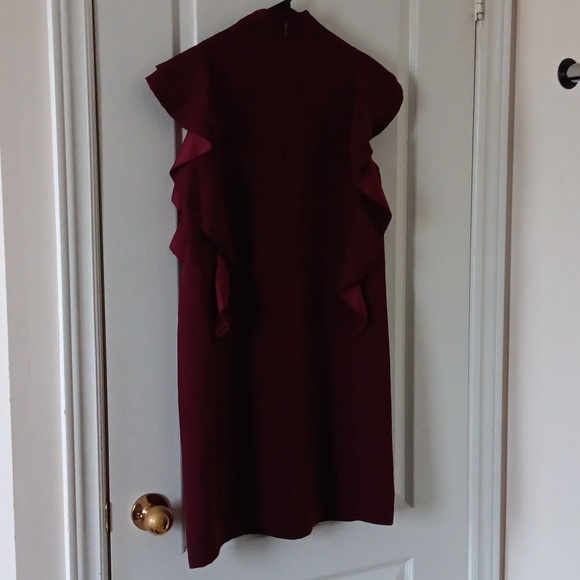 Kate Spade satin crepe flutter sleeve dress NWT Burgundy - Picture 4 of 9